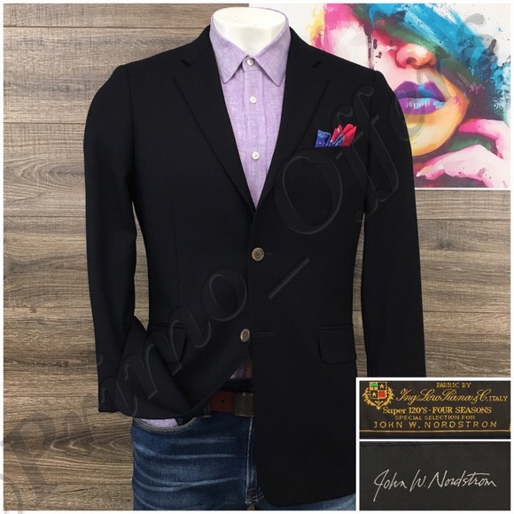 Nordstrom Mens‎ Blazer Sport Coat Two Button Casual Jacket Size 40R Wool Suits